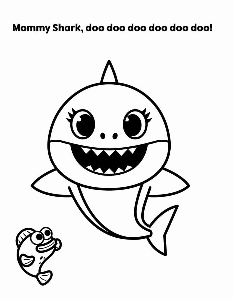 Çocuklar İçin Baby Shark Boyama Sayfaları 