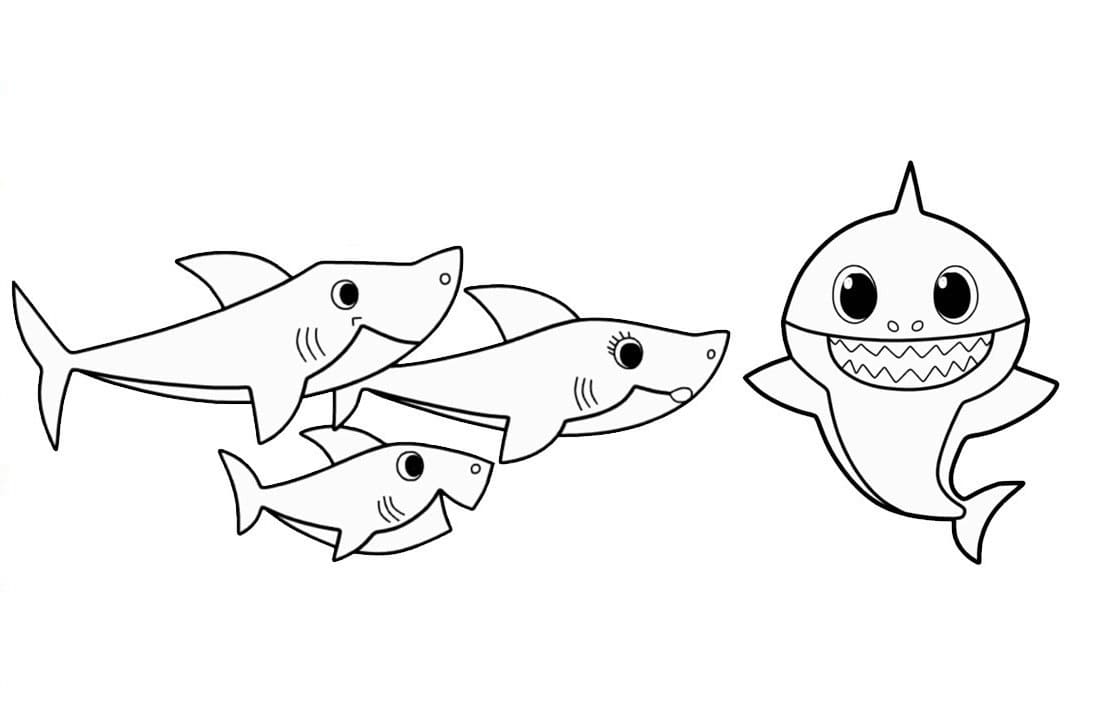 Çocuklar İçin Baby Shark Boyama Sayfaları 