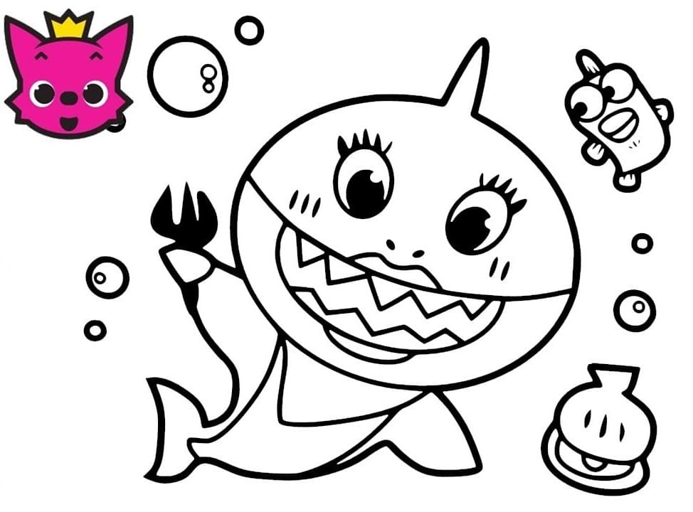 Çocuklar İçin Baby Shark Boyama Sayfaları 