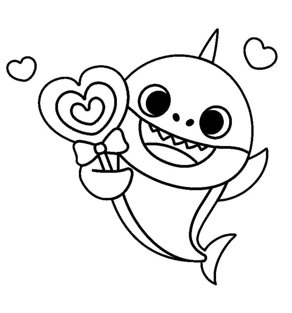 Çocuklar İçin Baby Shark Boyama Sayfaları 
