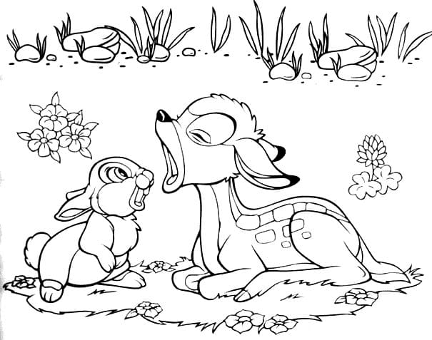 Çocuklar İçin Bambi Boyama Sayfaları 