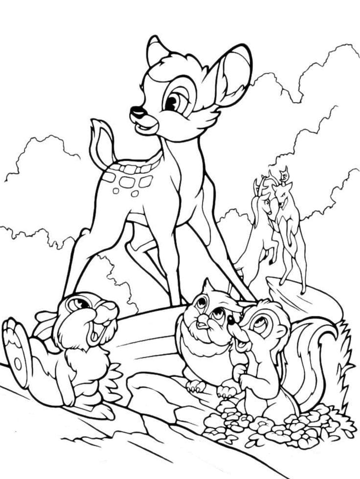 Çocuklar İçin Bambi Boyama Sayfaları 