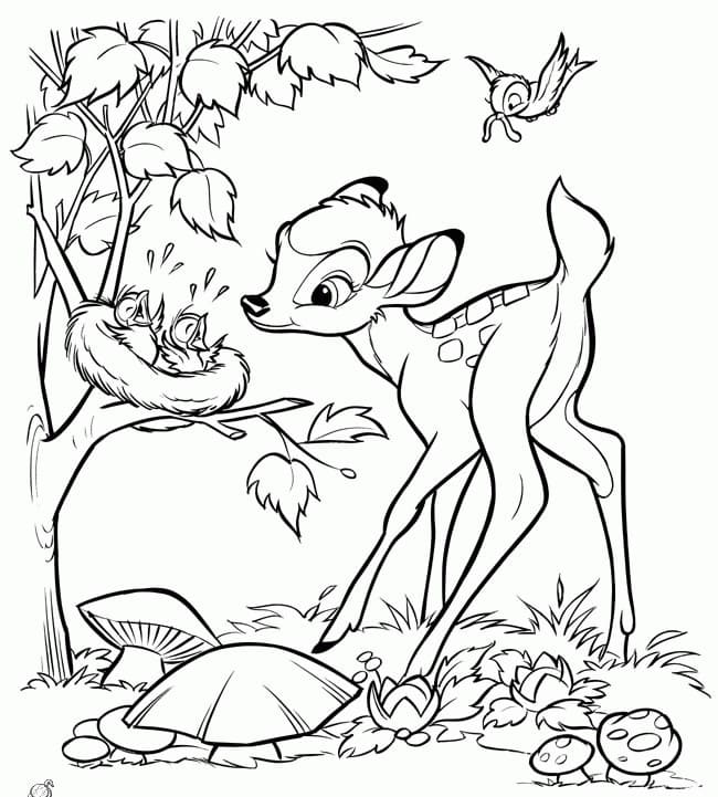 Çocuklar İçin Bambi Boyama Sayfaları 
