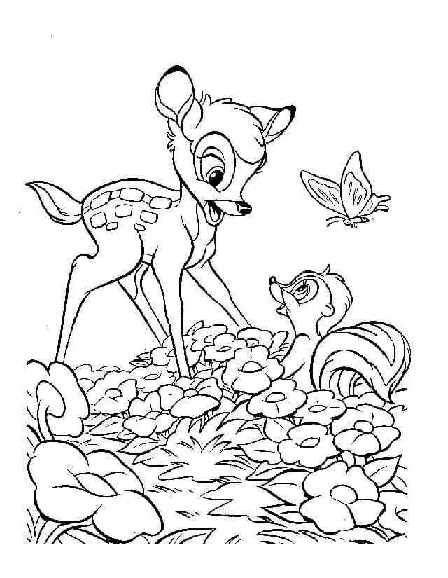 Çocuklar İçin Bambi Boyama Sayfaları 