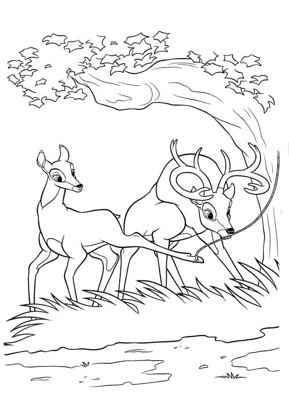 Çocuklar İçin Bambi Boyama Sayfaları 