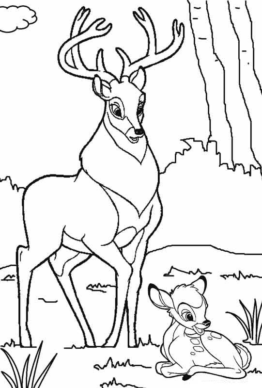 Çocuklar İçin Bambi Boyama Sayfaları 