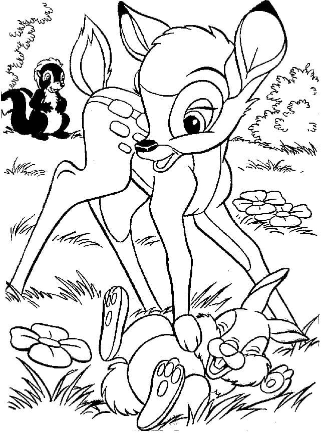 Çocuklar İçin Bambi Boyama Sayfaları 