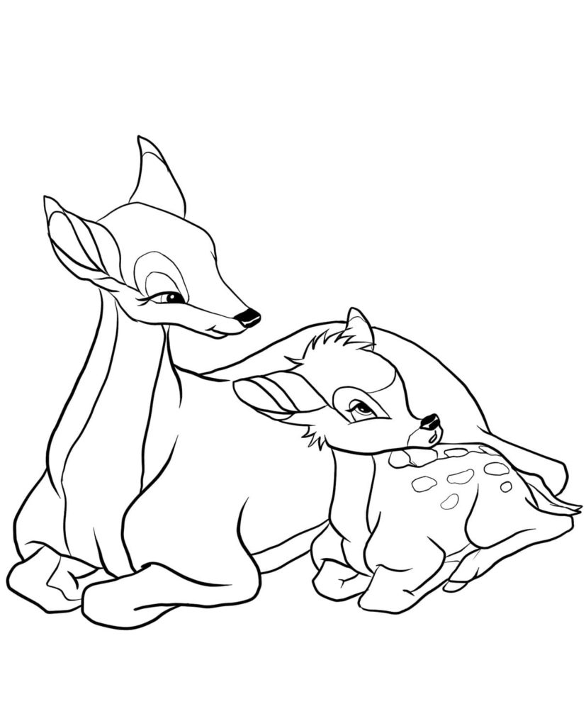 Çocuklar İçin Bambi Boyama Sayfaları 