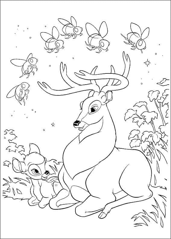 Çocuklar İçin Bambi Boyama Sayfaları 