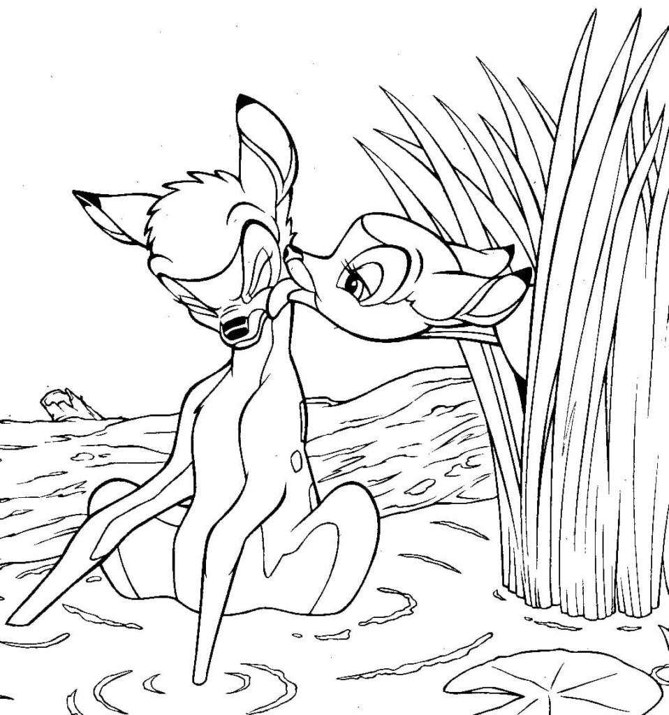 Çocuklar İçin Bambi Boyama Sayfaları 