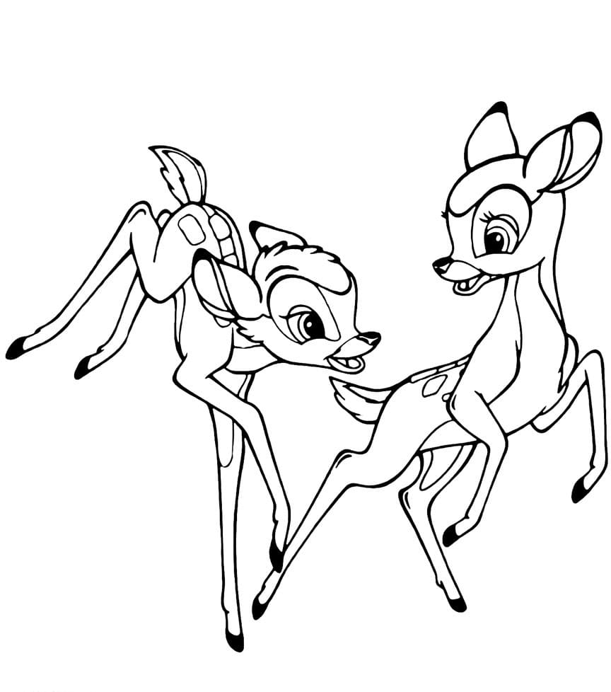 Çocuklar İçin Bambi Boyama Sayfaları 