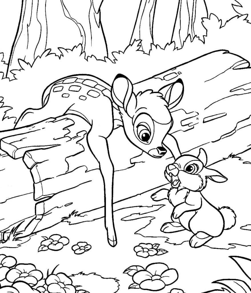 Çocuklar İçin Bambi Boyama Sayfaları 