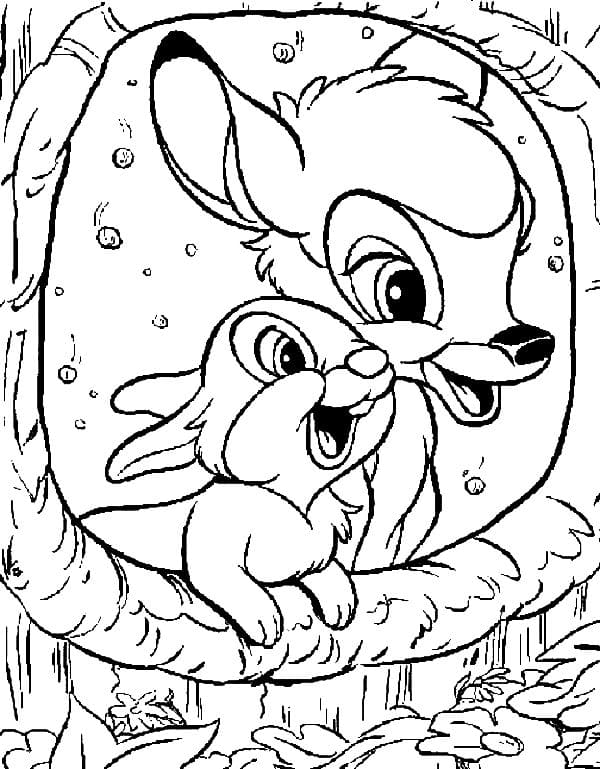Çocuklar İçin Bambi Boyama Sayfaları 