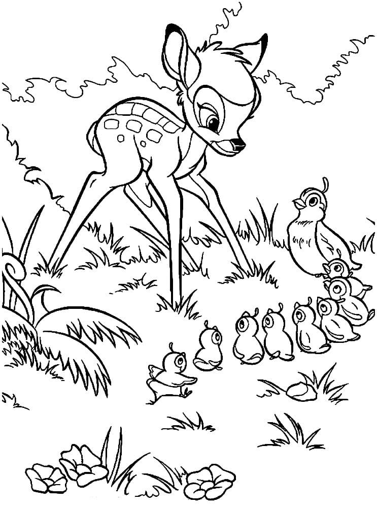 Çocuklar İçin Bambi Boyama Sayfaları 