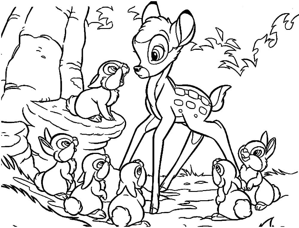 Çocuklar İçin Bambi Boyama Sayfaları 