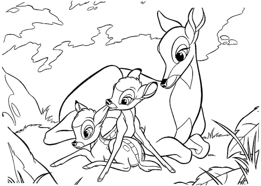 Çocuklar İçin Bambi Boyama Sayfaları 