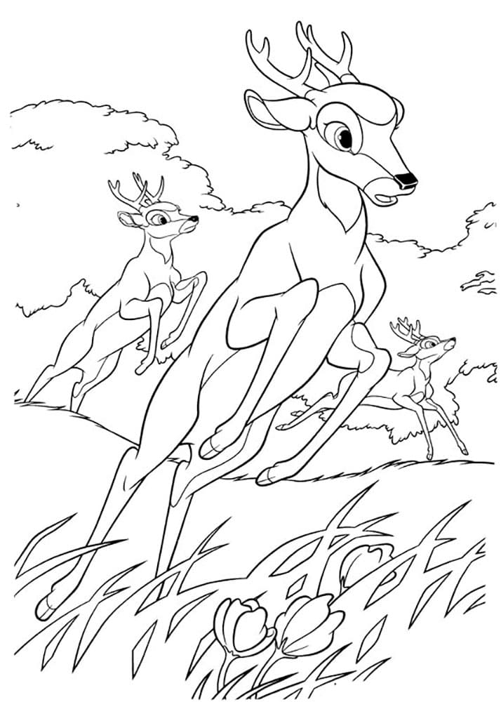 Çocuklar İçin Bambi Boyama Sayfaları 