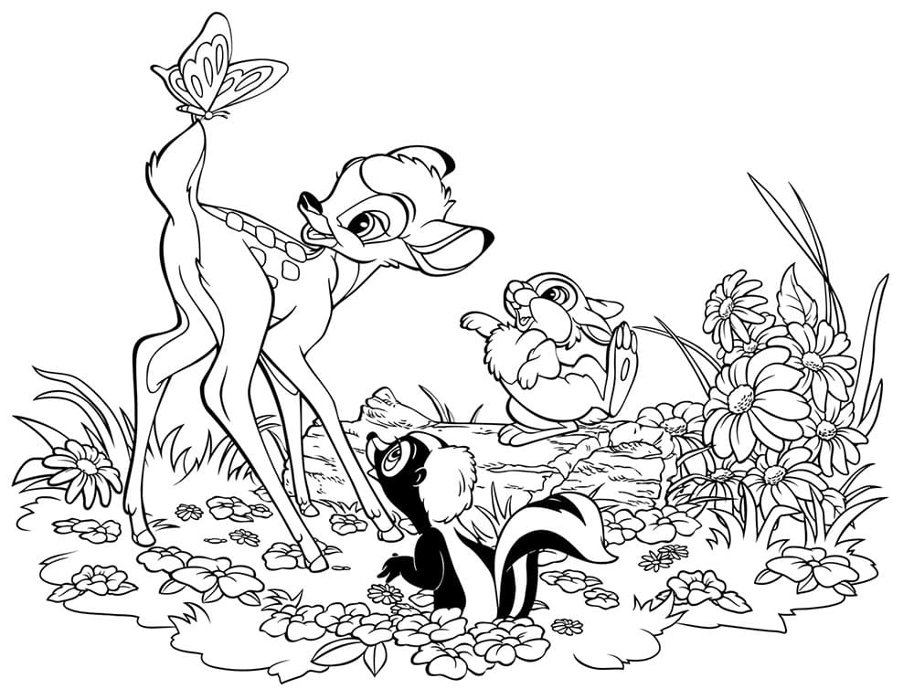 Çocuklar İçin Bambi Boyama Sayfaları 