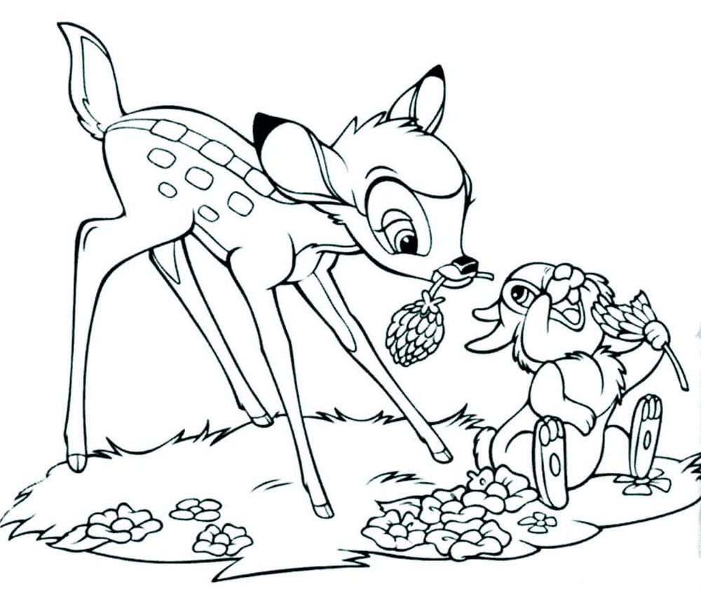 Çocuklar İçin Bambi Boyama Sayfaları 