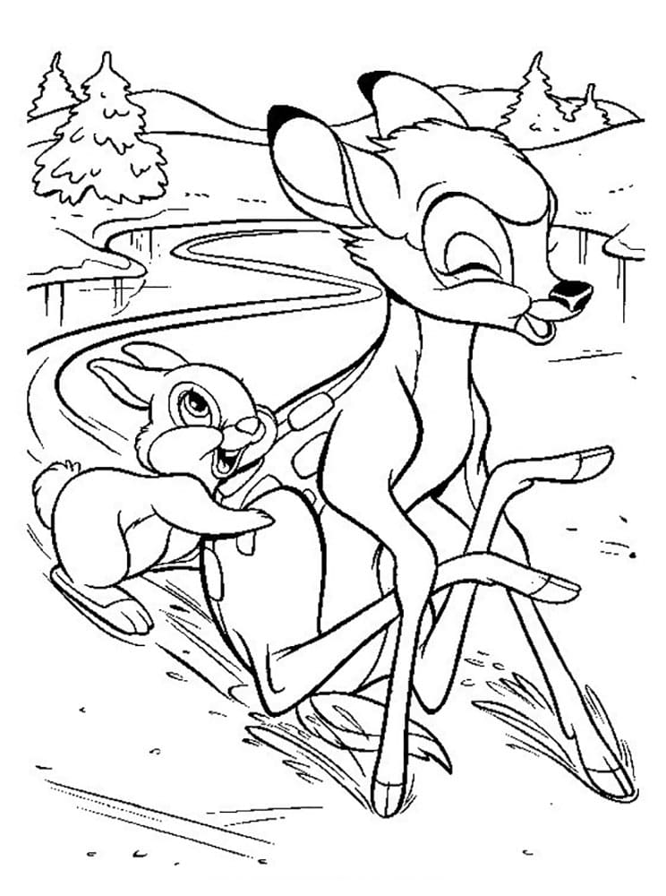 Çocuklar İçin Bambi Boyama Sayfaları 