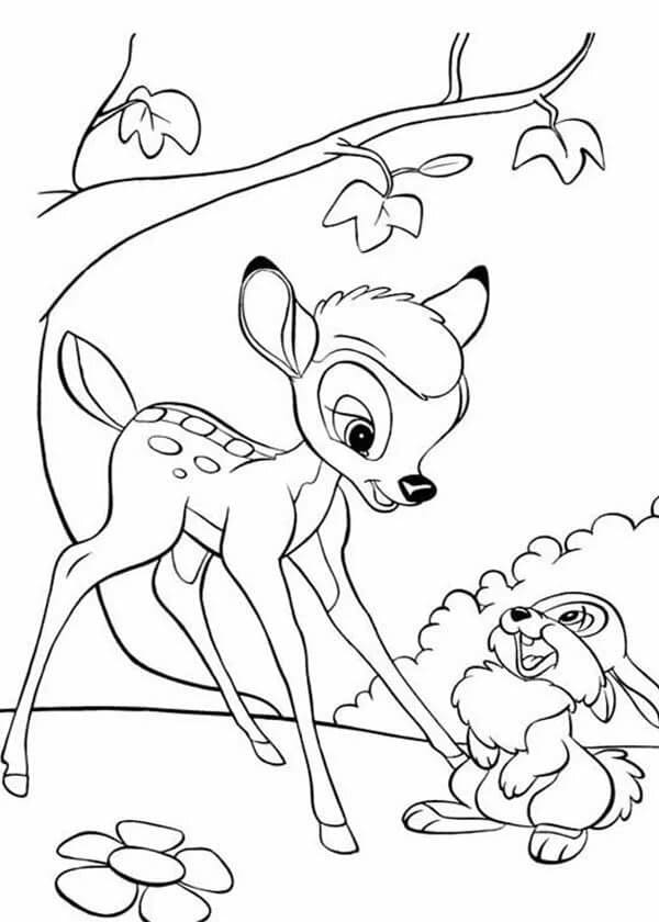 Çocuklar İçin Bambi Boyama Sayfaları 