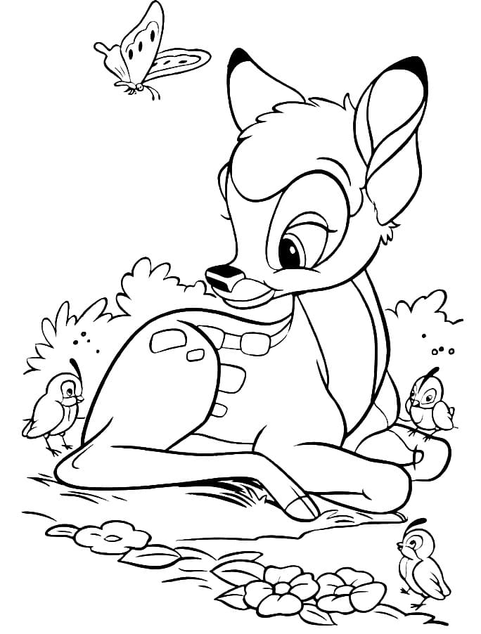 Çocuklar İçin Bambi Boyama Sayfaları 