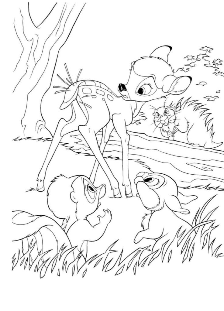 Çocuklar İçin Bambi Boyama Sayfaları 