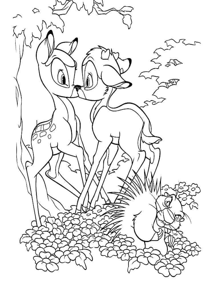 Çocuklar İçin Bambi Boyama Sayfaları 