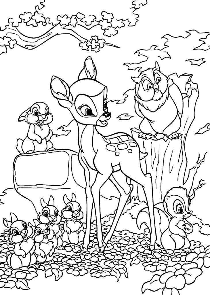 Çocuklar İçin Bambi Boyama Sayfaları 