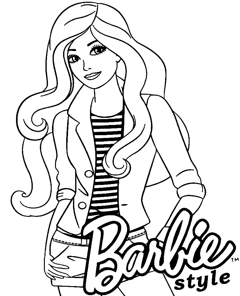 Çocuklar İçin Barbie Boyama Sayfaları 