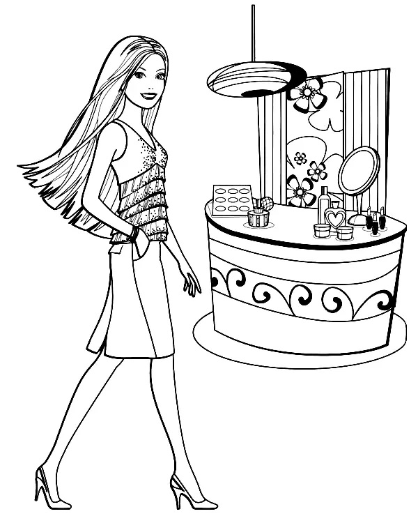Çocuklar İçin Barbie Boyama Sayfaları 