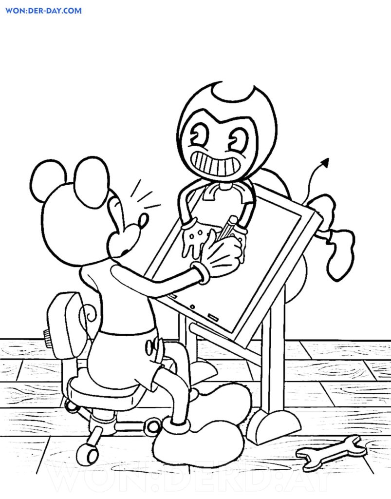 Çocuklar İçin Bendy Boyama Sayfaları 
