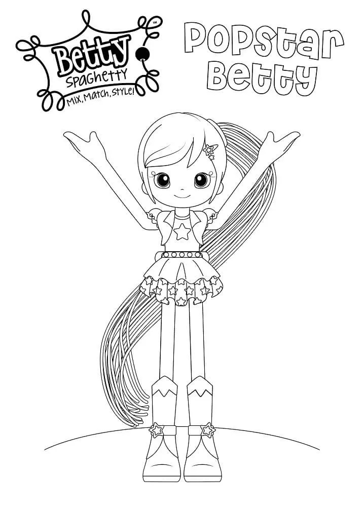 Çocuklar İçin Betty Spaghetty Boyama Sayfaları 