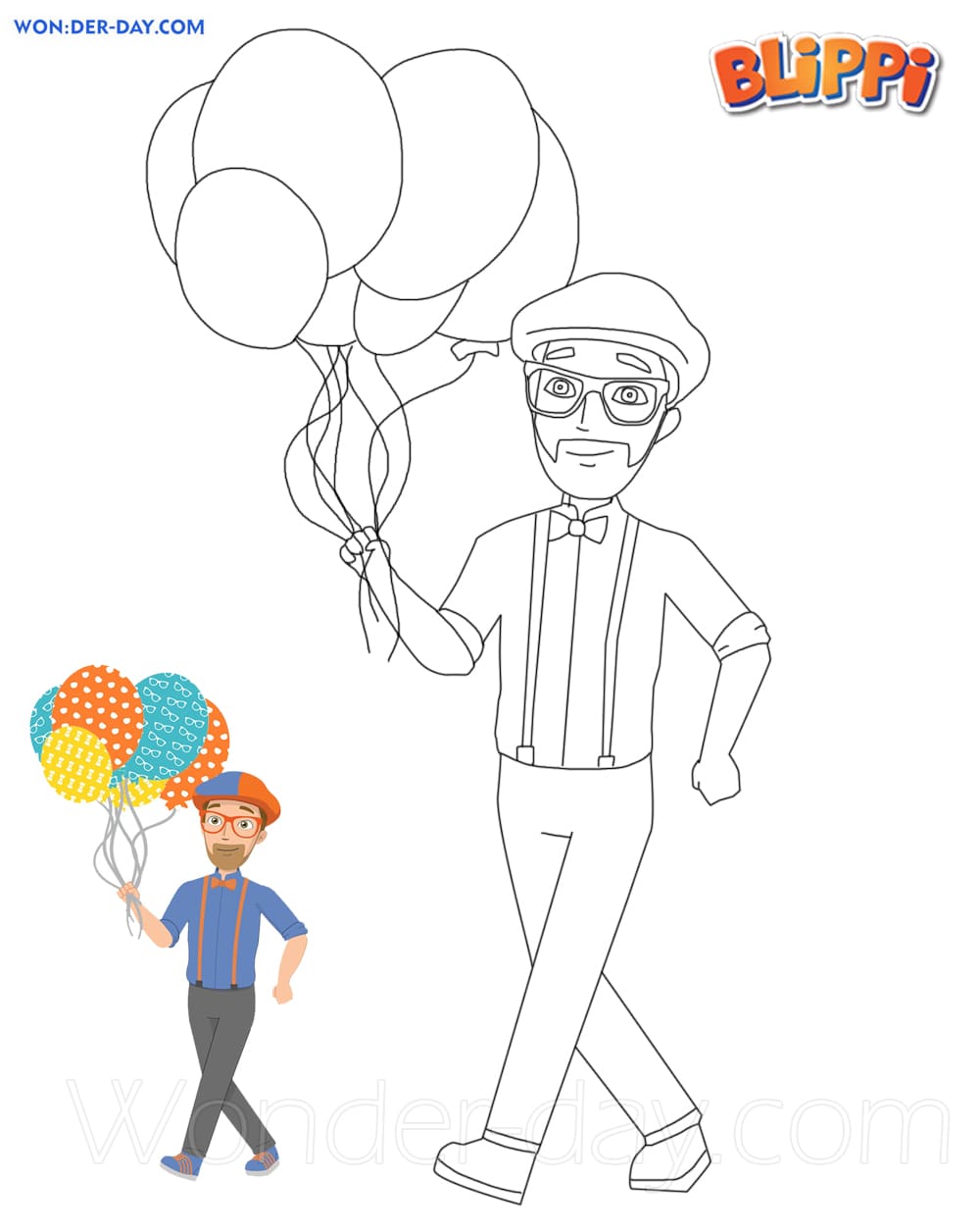 Çocuklar İçin Blippi Boyama Sayfaları 