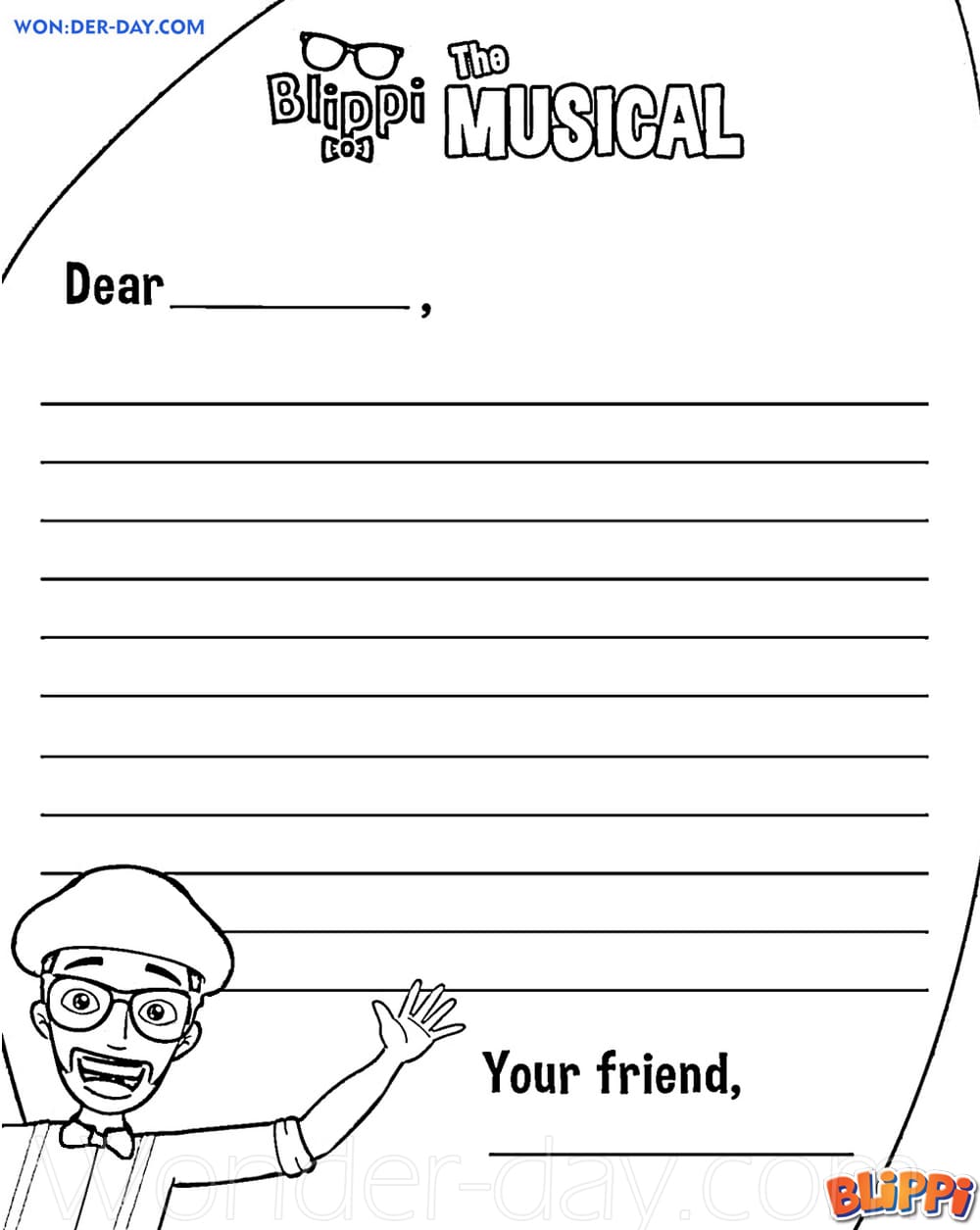 Çocuklar İçin Blippi Boyama Sayfaları 