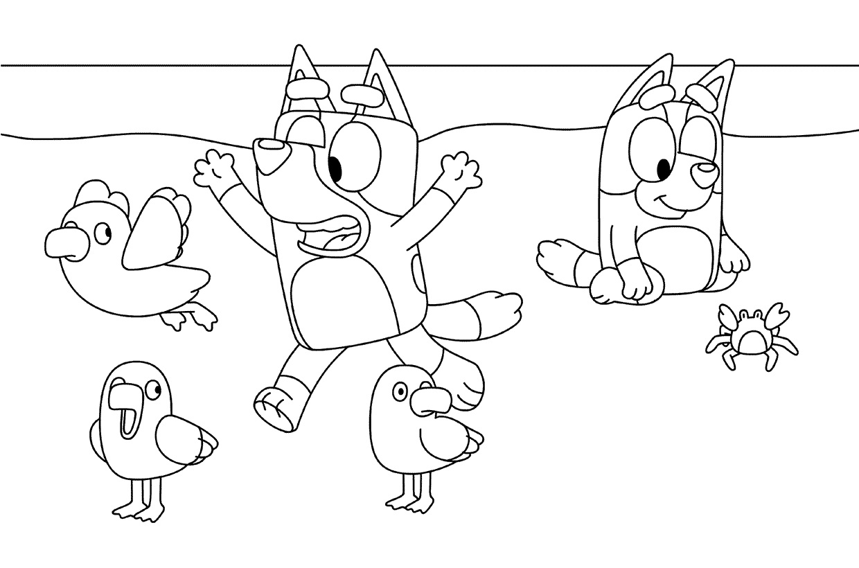 Çocuklar İçin Bluey Boyama Sayfaları 
