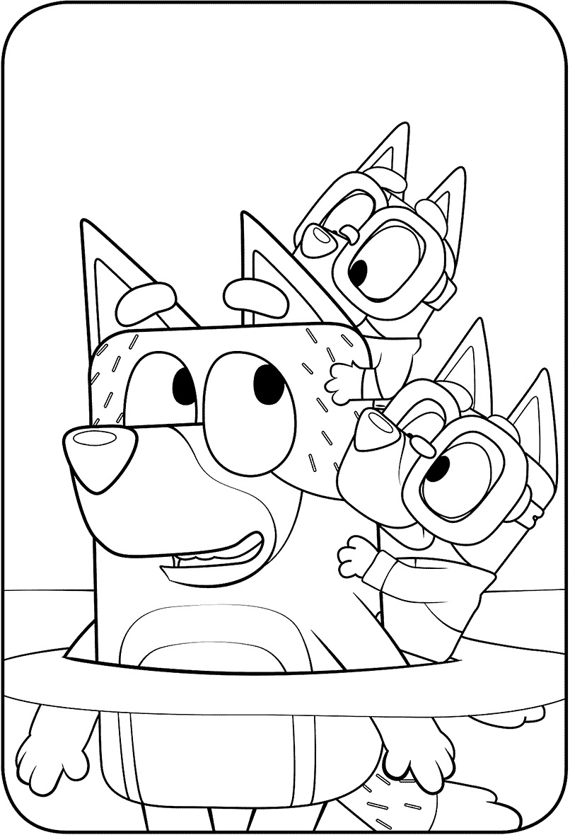 Çocuklar İçin Bluey Boyama Sayfaları 