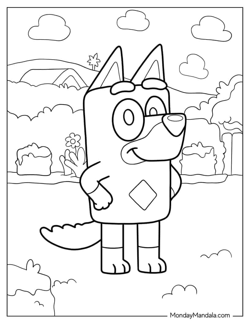 Çocuklar İçin Bluey Boyama Sayfaları 