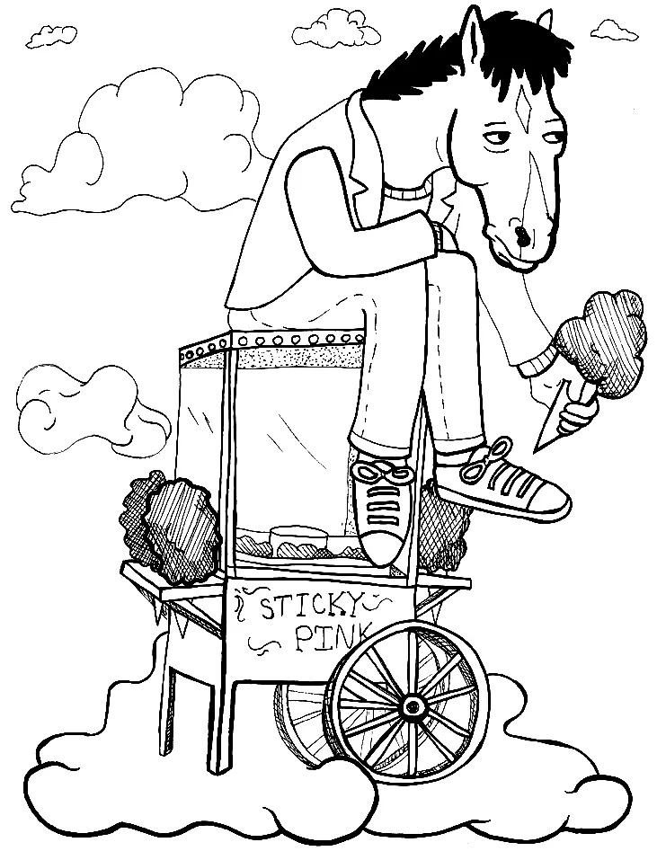 Çocuklar İçin Bojack At Adam Boyama Sayfaları 