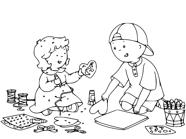 Çocuklar İçin Caillou Boyama Sayfaları 