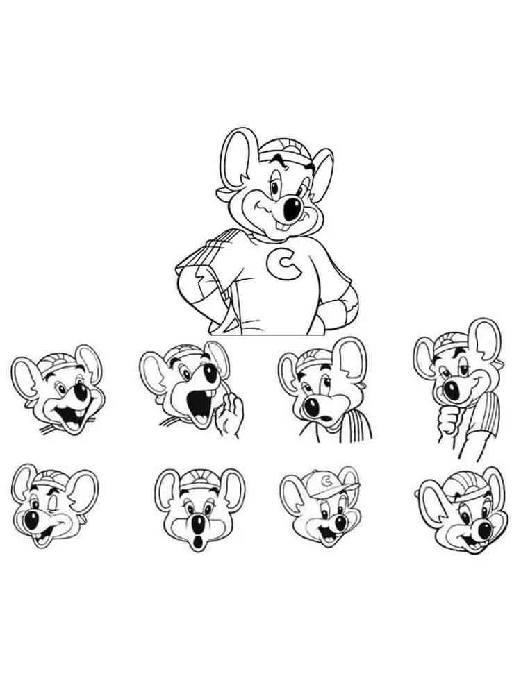 Çocuklar İçin Chuck e Cheese Boyama Sayfaları 
