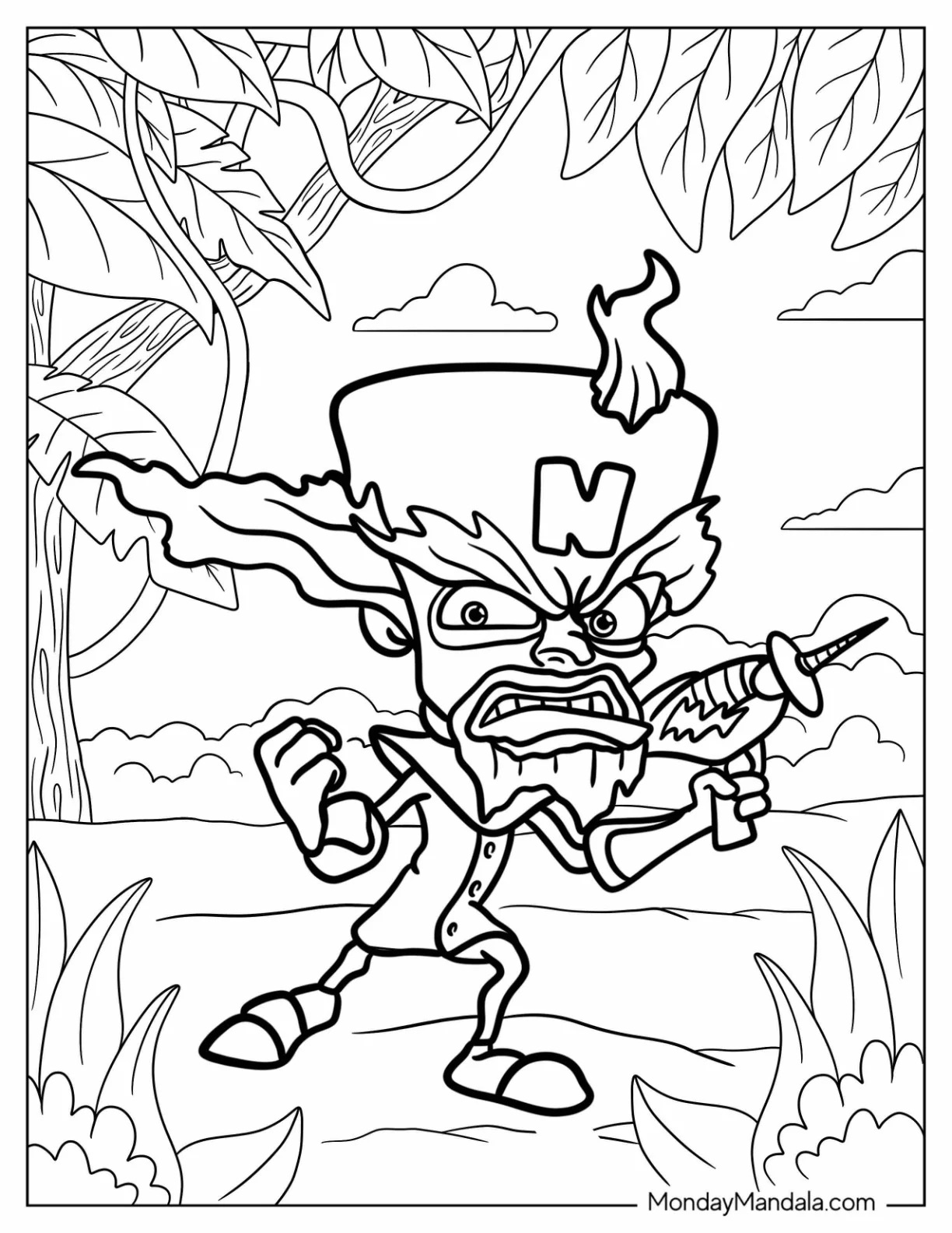 Çocuklar İçin Crash Bandicoot Boyama Sayfaları 