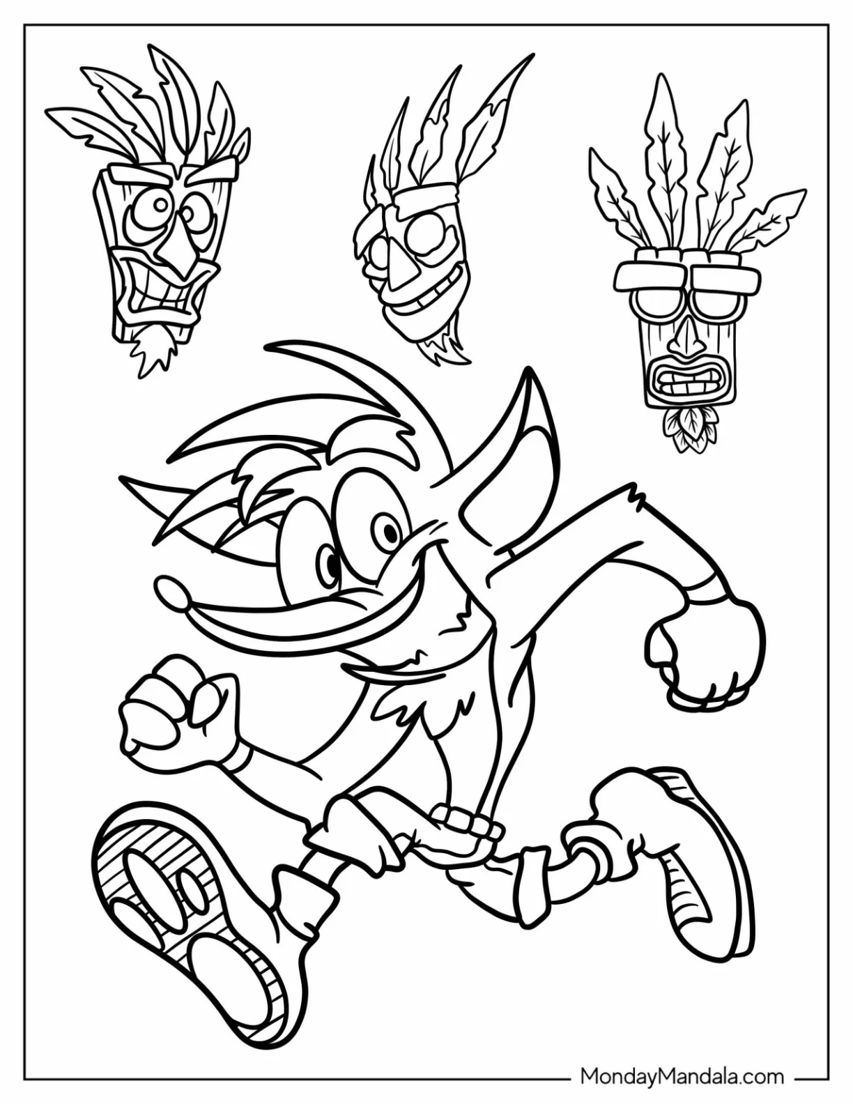 Çocuklar İçin Crash Bandicoot Boyama Sayfaları 