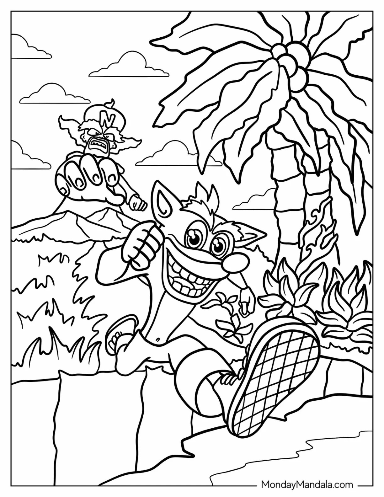 Çocuklar İçin Crash Bandicoot Boyama Sayfaları 