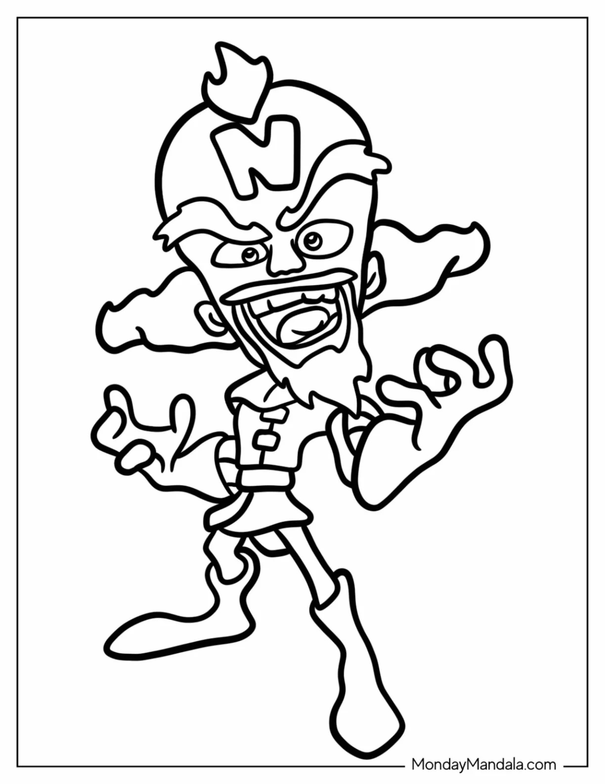 Çocuklar İçin Crash Bandicoot Boyama Sayfaları 
