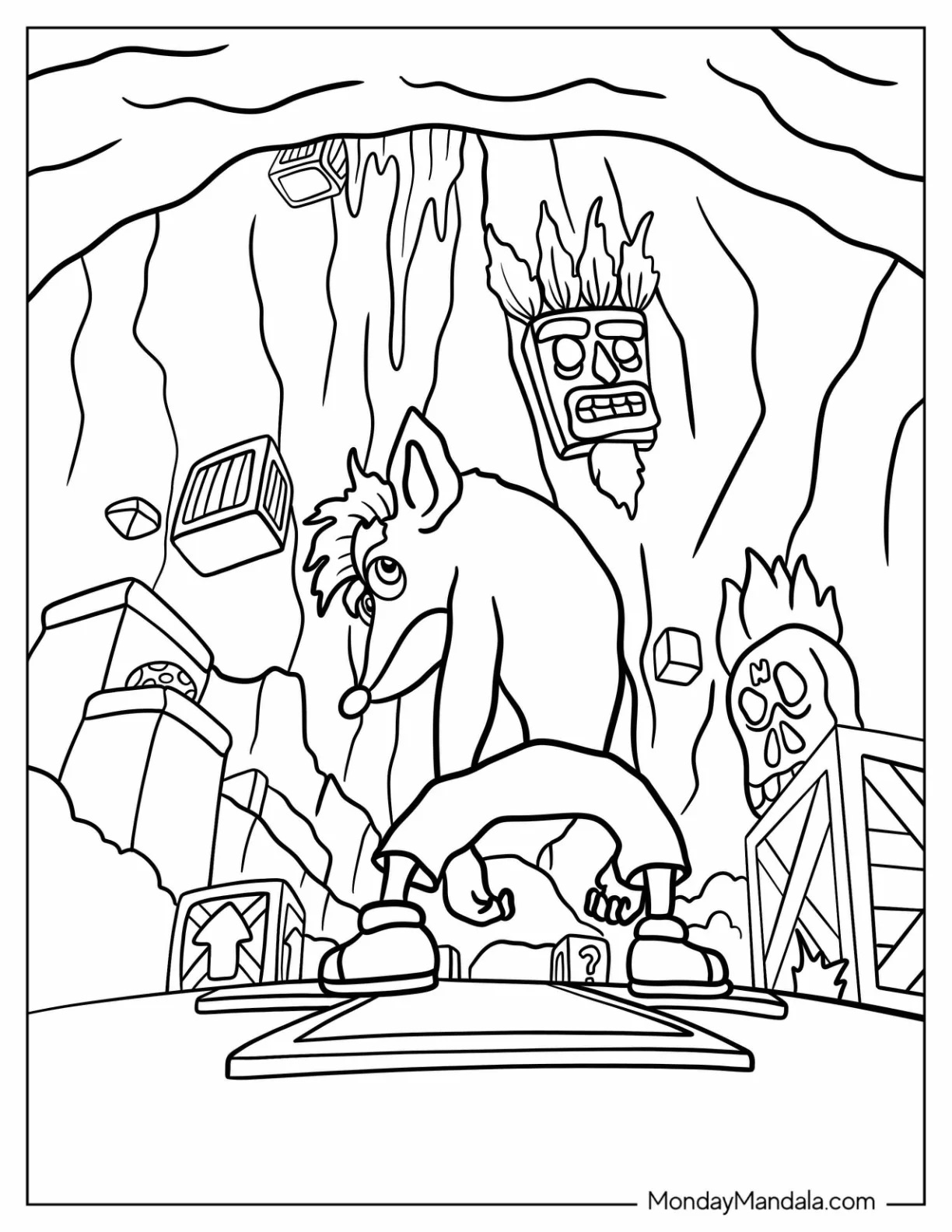 Çocuklar İçin Crash Bandicoot Boyama Sayfaları 