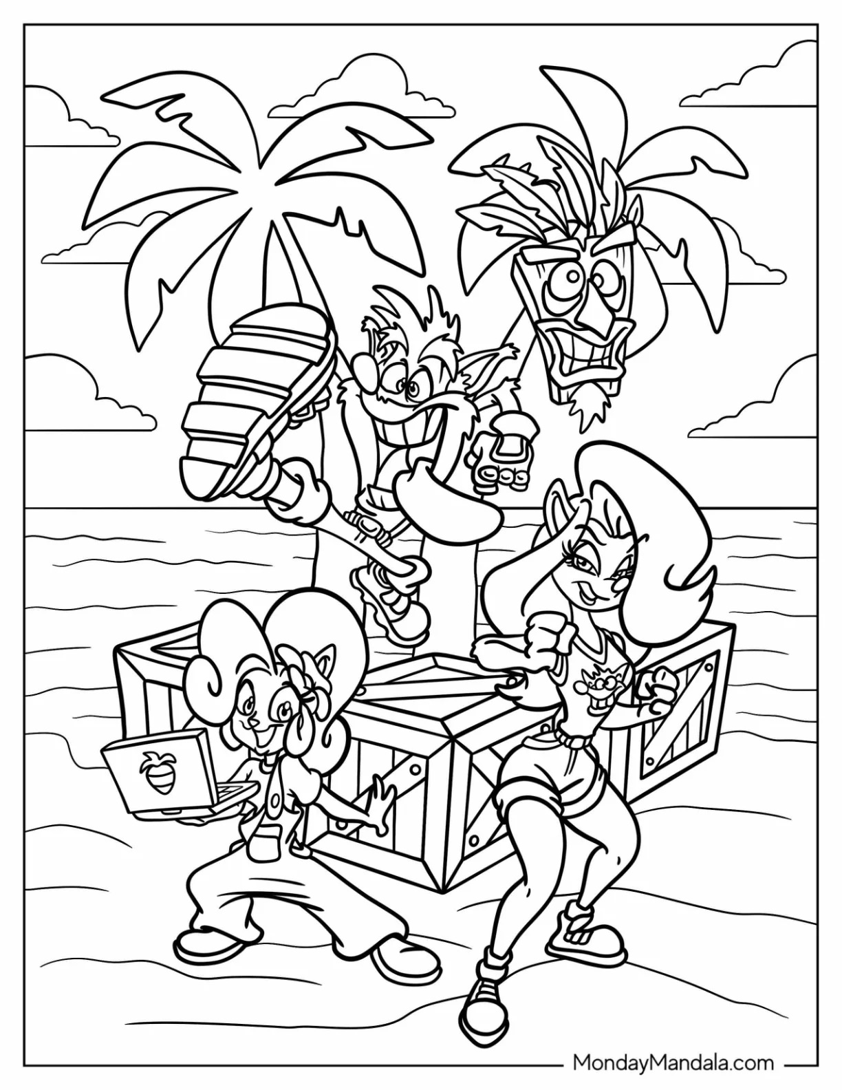 Çocuklar İçin Crash Bandicoot Boyama Sayfaları 