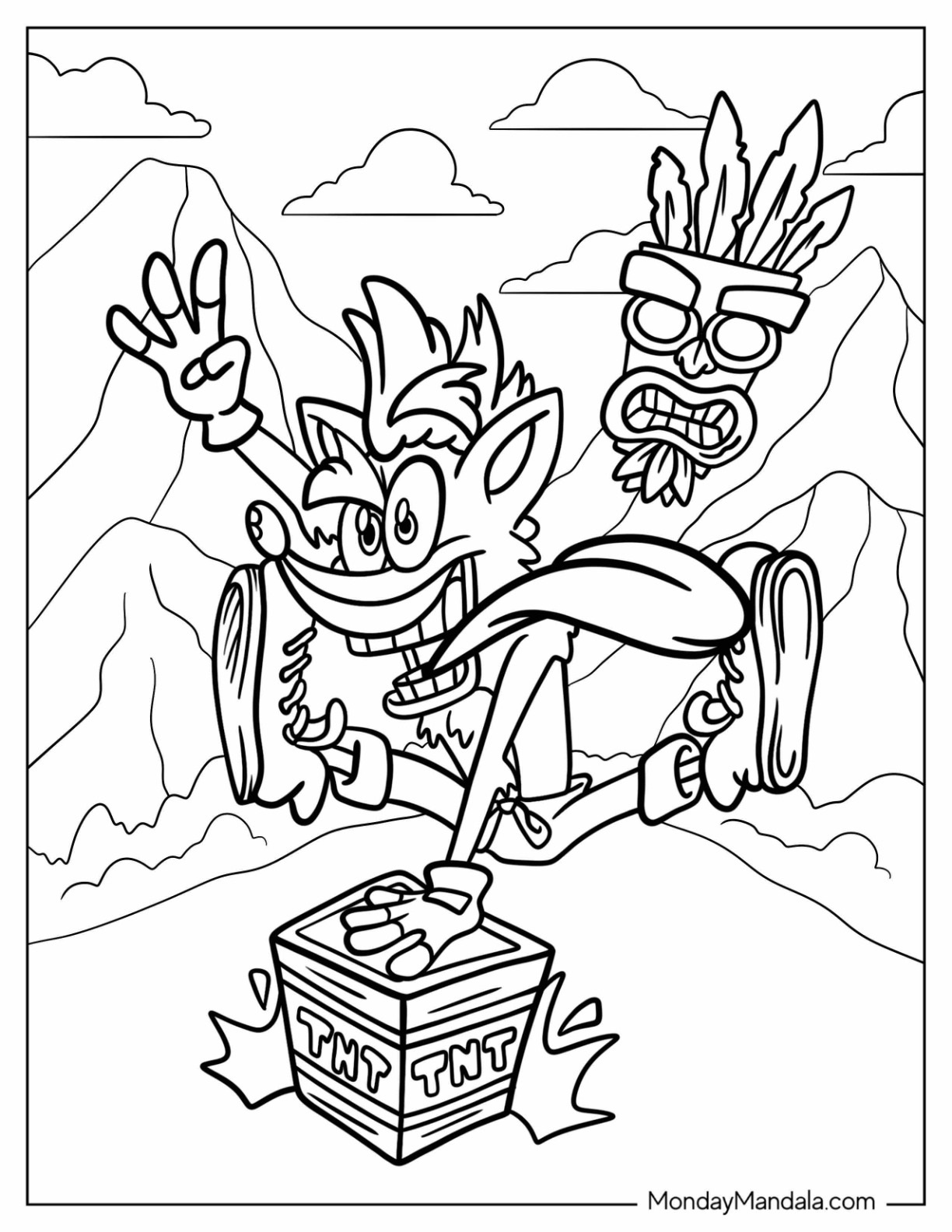 Çocuklar İçin Crash Bandicoot Boyama Sayfaları 