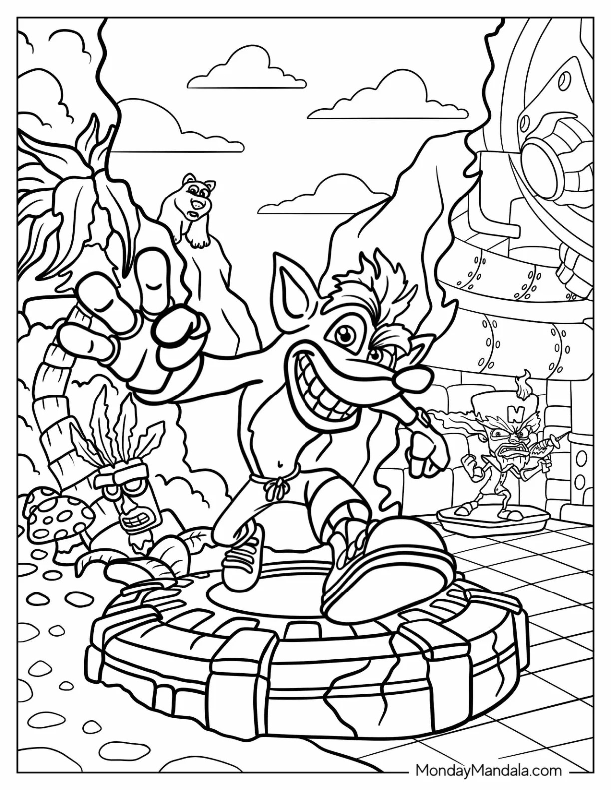 Çocuklar İçin Crash Bandicoot Boyama Sayfaları 