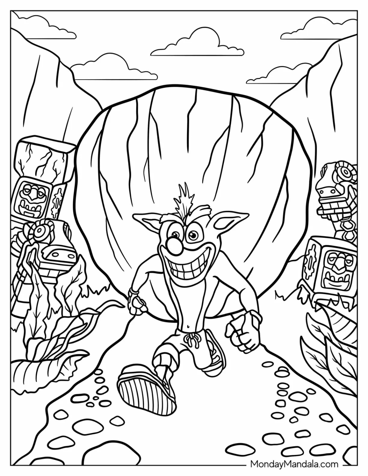 Çocuklar İçin Crash Bandicoot Boyama Sayfaları 